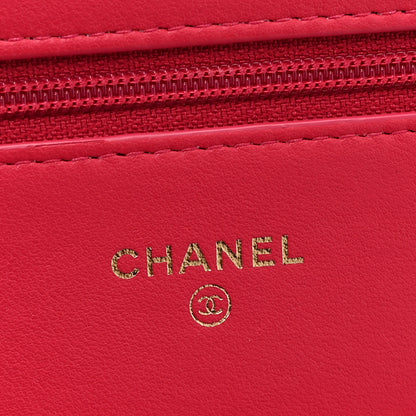 Chanel Lambskin Quilted Boy Wallet On Chain WOC Dark Pink 6 of 11