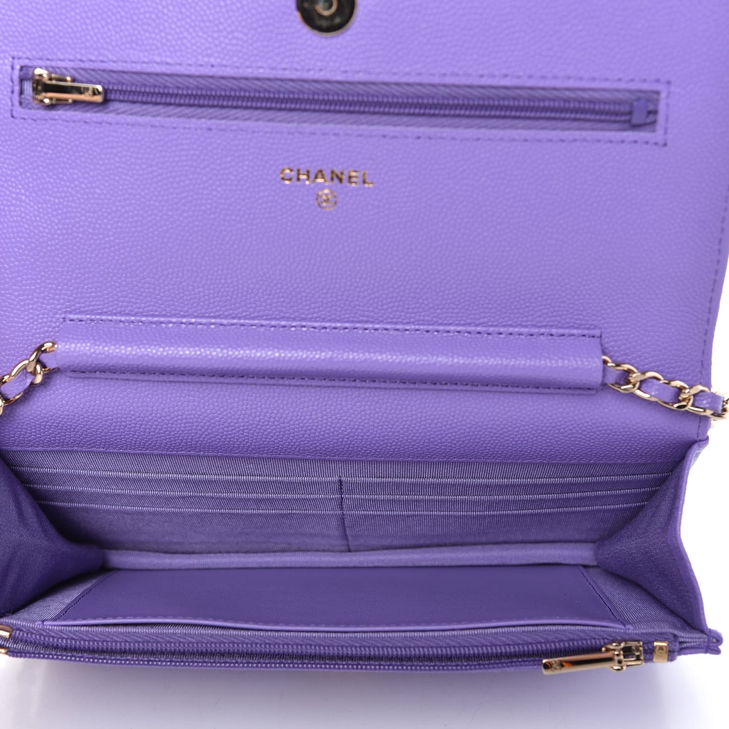 Caviar Quilted Wallet On Chain WOC Purple