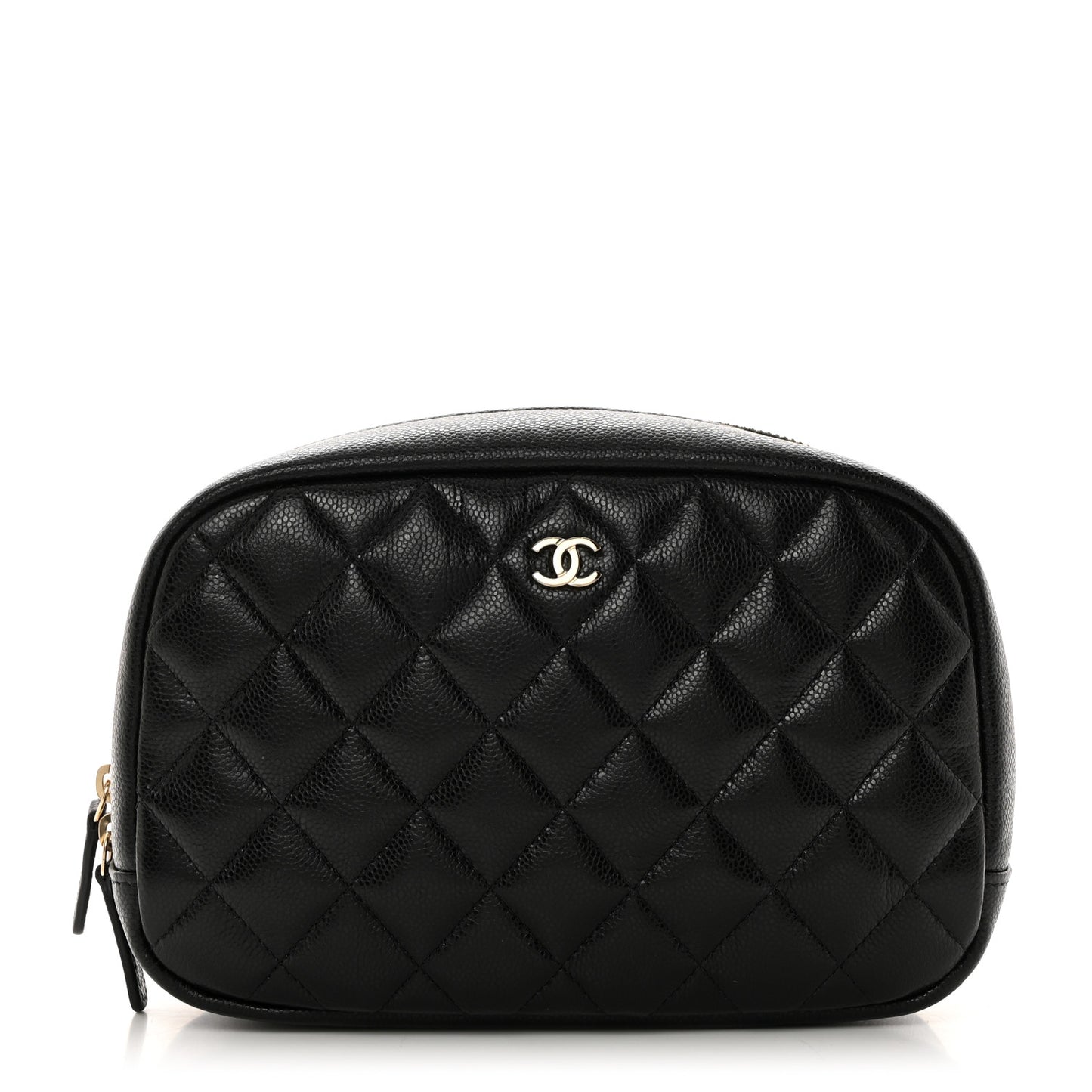 Caviar Quilted Medium Curvy Pouch Cosmetic Case Black