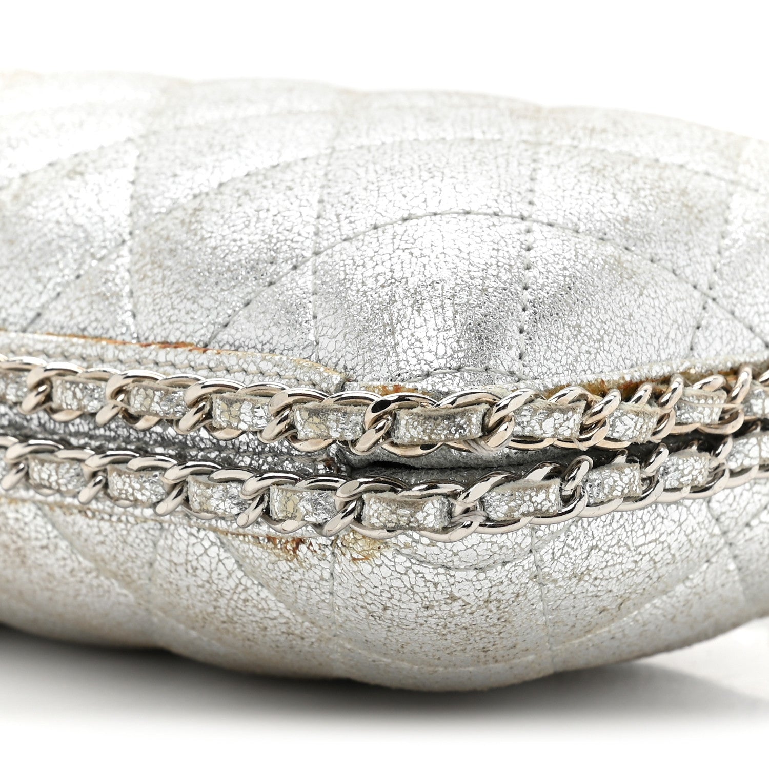 Chanel Metallic Lambskin Small Chain Around Clutch Silver 9 of 18