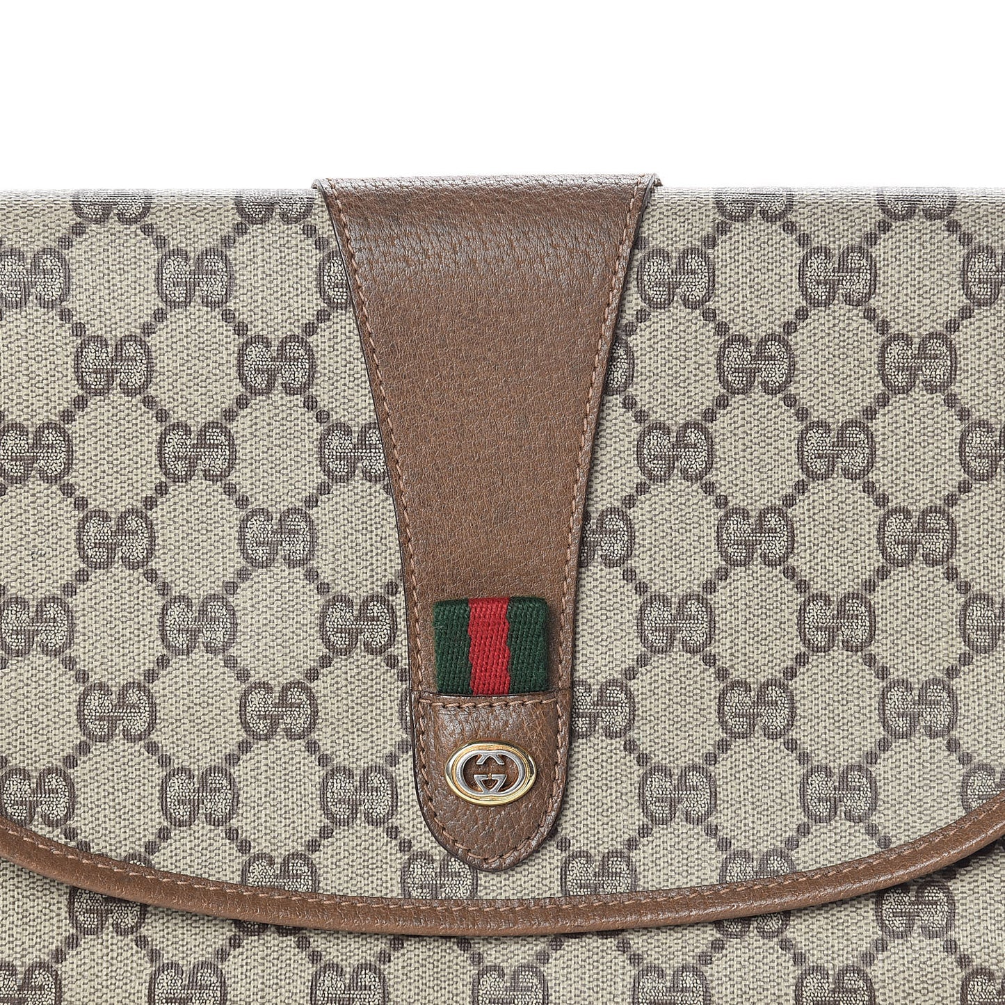 Coated Canvas Monogram Web Clutch Brown