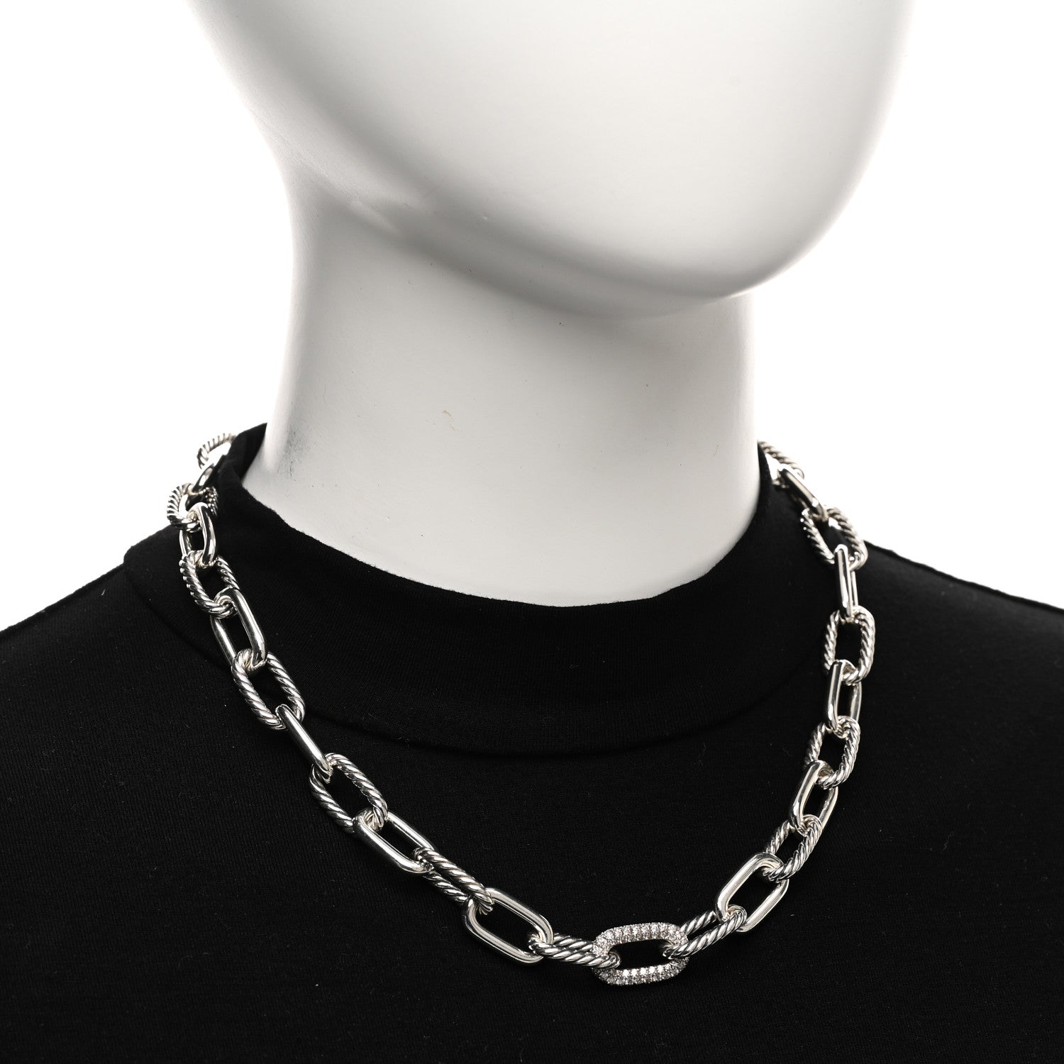 David Yurman Sterling Silver Diamond 11mm Madison Chain Necklace 2 of 5