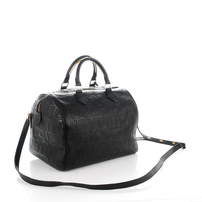Louis Vuitton Calfskin Embossed Speedy Cube 30 Black 3 of 7