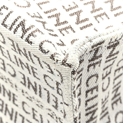 Celine Canvas Calfskin All Over Print Small Cabas Thais White Tan 10 of 10