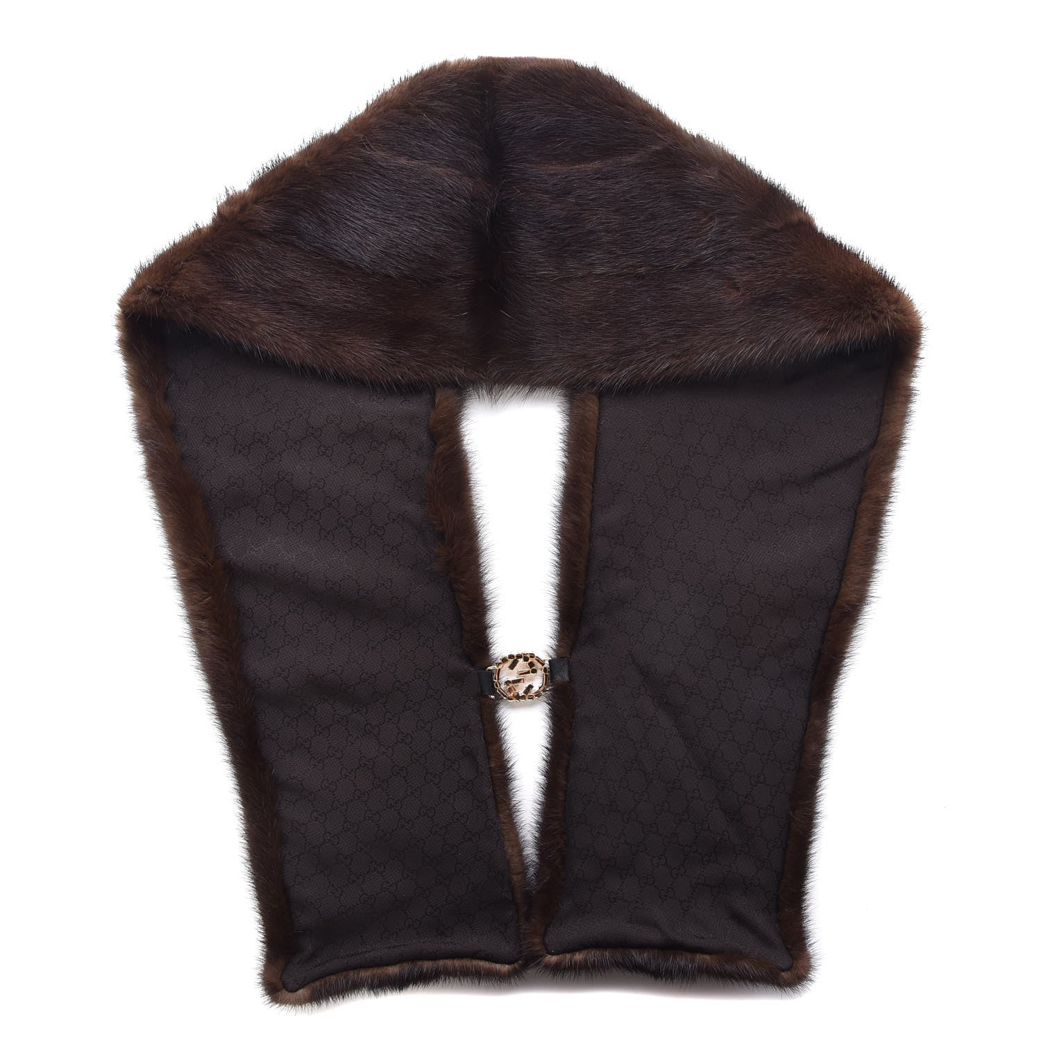 Gucci Mink Fur Monogram Shawl Scarf Dark Brown 3 of 5