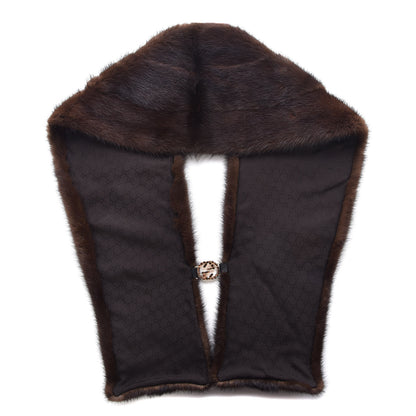 Gucci Mink Fur Monogram Shawl Scarf Dark Brown 3 of 5