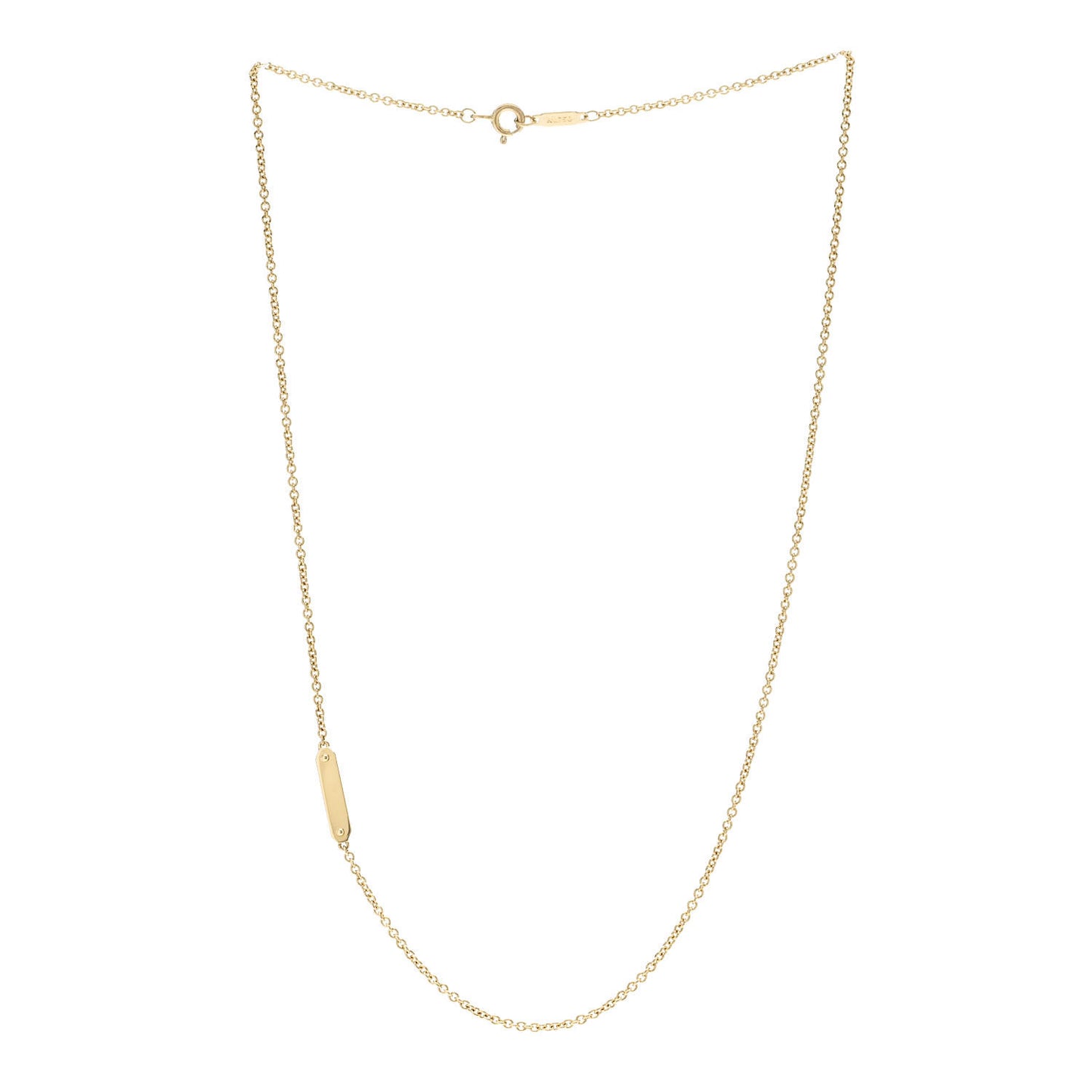 18K Yellow Gold Tag Chain Necklace