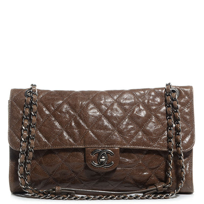 Chanel Crumpled Grained Calfskin CC Crave Jumbo Flap Brown 1 of 8