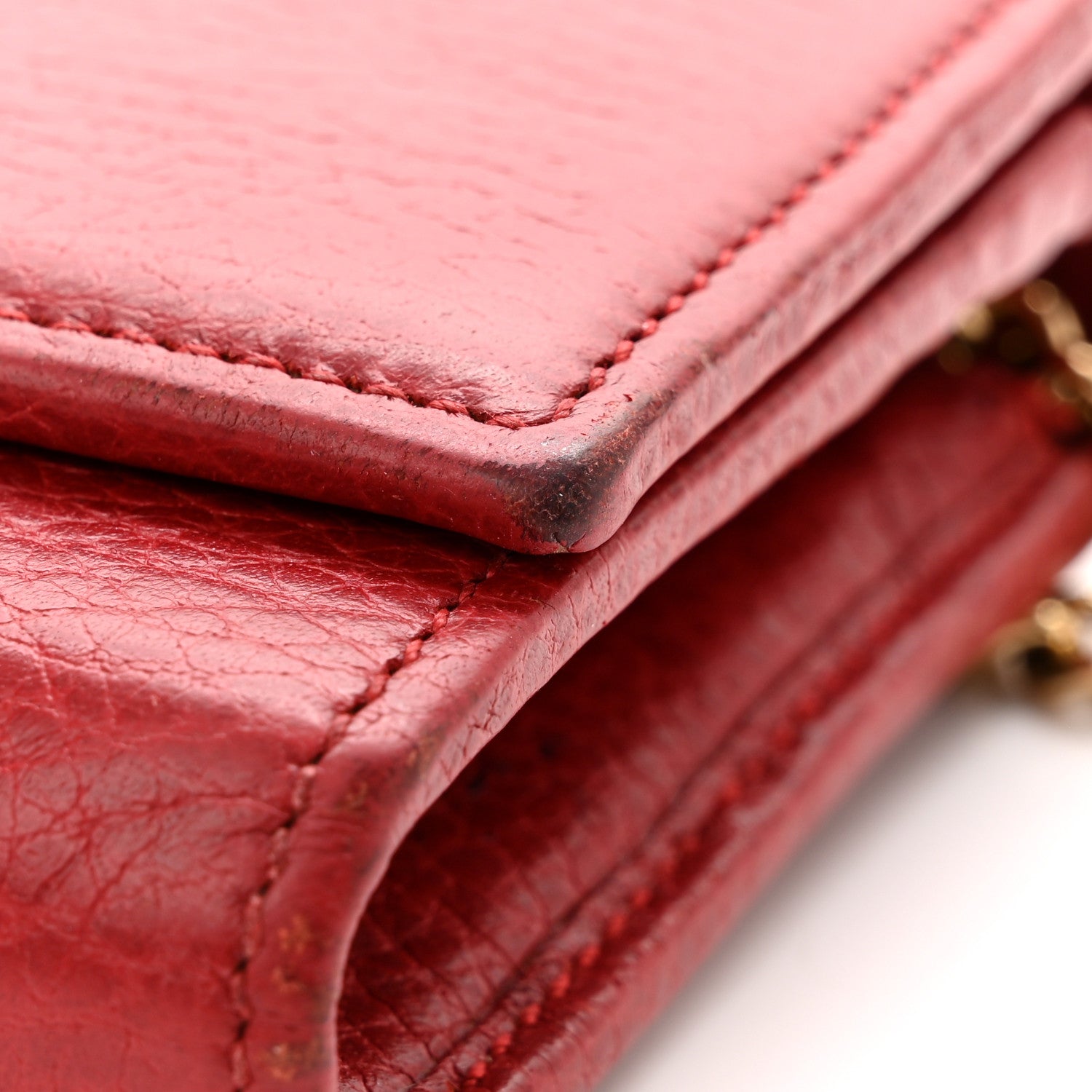 Gucci Dollar Calfskin Petite GG Marmont Wallet Chain Bag Hibiscus Red 12 of 13