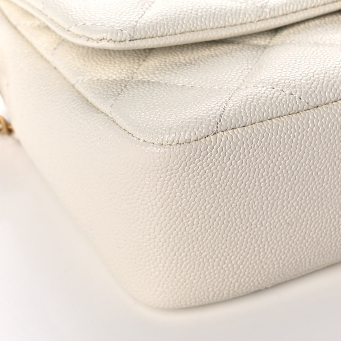 Shiny Caviar Quilted Small Chain Melody Flap White
