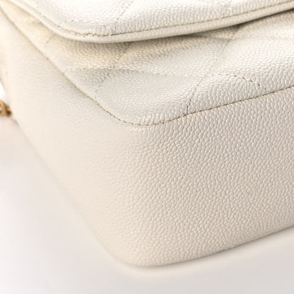 Chanel Shiny Caviar Quilted Small Chain Melody Flap White 9 of 12
