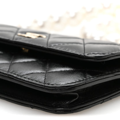 Chanel Calfskin Quilted Mini Maxi Pearls Wallet On Chain WOC Black 11 of 11