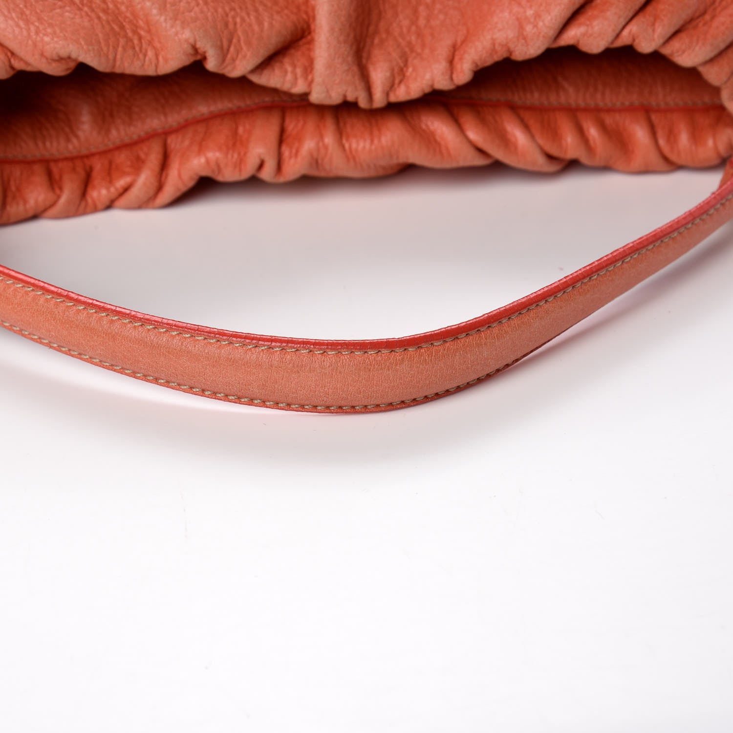 Prada Cervo Deerskin Pleats Tote Corallo 18 of 18