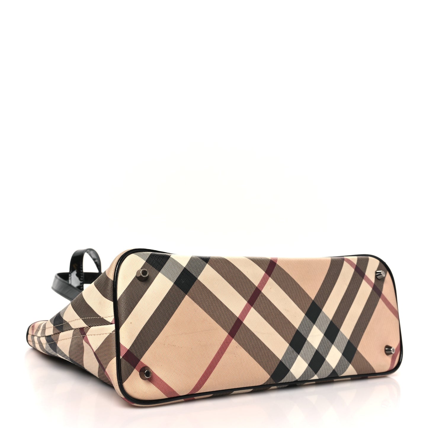 Metallic Calfskin Nova Check Small Nickie Tote Black