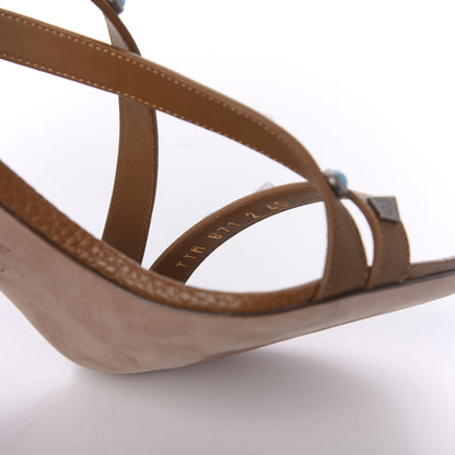 Valentino Garavani Pebbled Calfskin Rockstud Rolling Sandals 40 Tan 8 of 9
