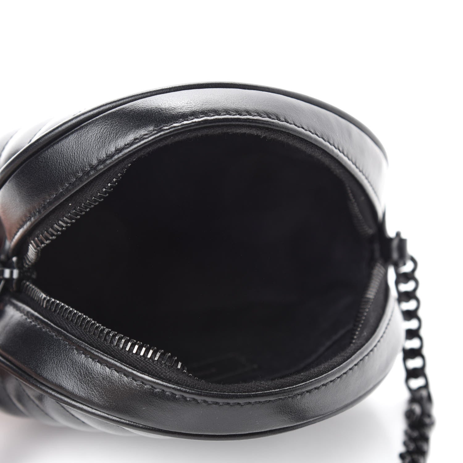 Saint Laurent Calfskin Matelasse Chevron Round Vinyle Camera Bag Black 5 of 10