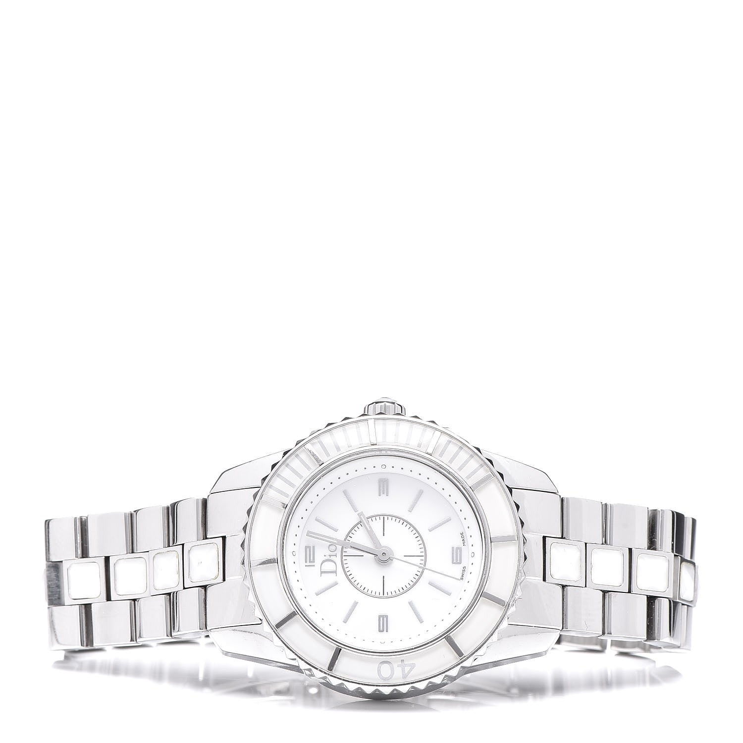 Christian Dior Stainless Steel Sapphire 29mm Christal Quartz Watch White 6 of 7