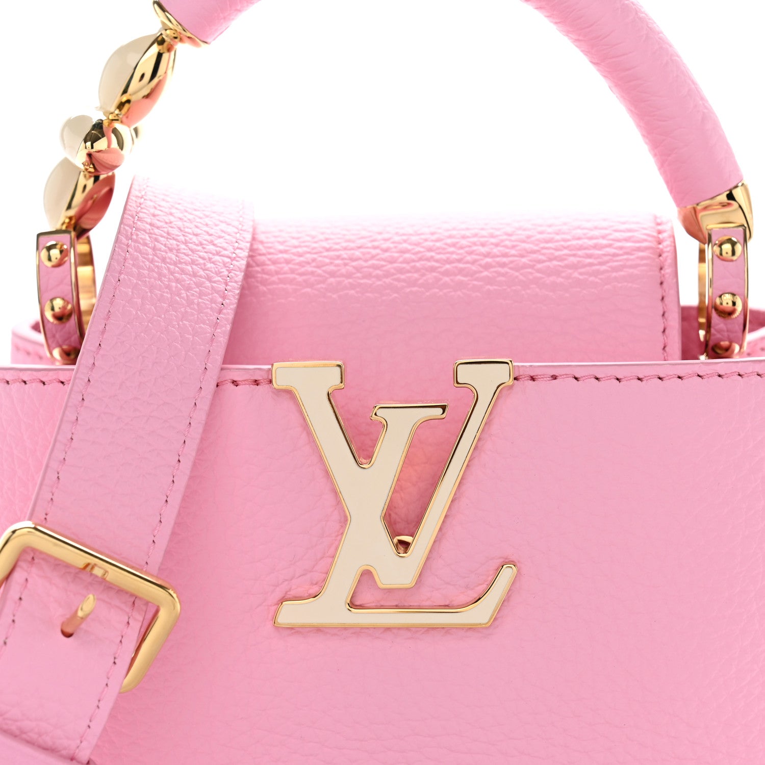 Louis Vuitton Taurillon Embellished Flower Handle Capucines Mini  Marshmallow Pink 6 of 8