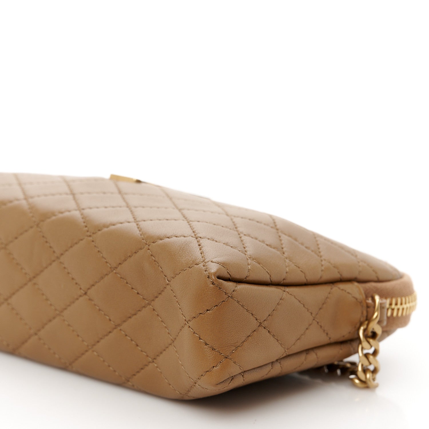 Saint Laurent Lambskin Quilted Gaby Zipped Pouch Dark Cork 9 of 9