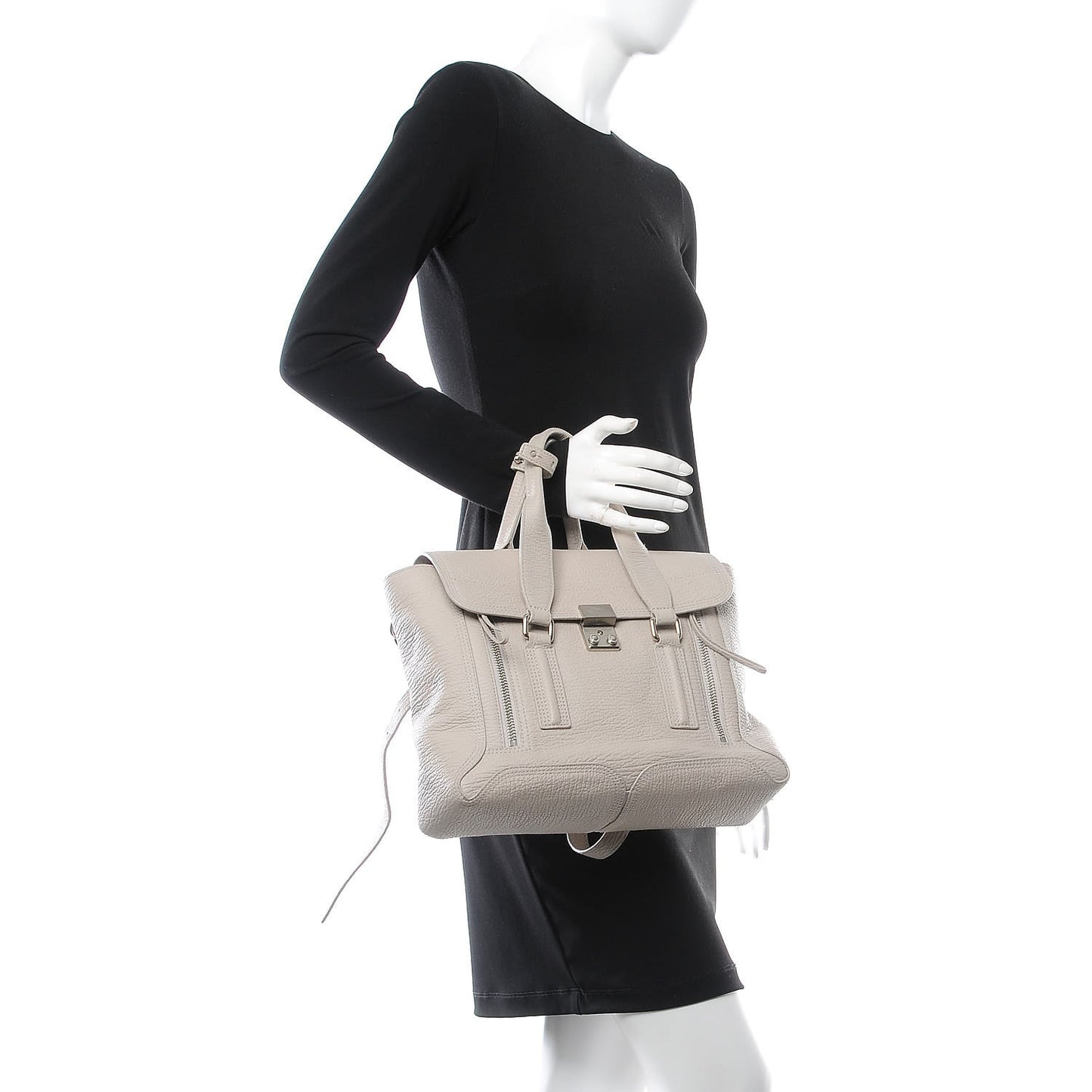 3.1 Textured Calfskin Medium Pashli Satchel Tote Pelle Feather