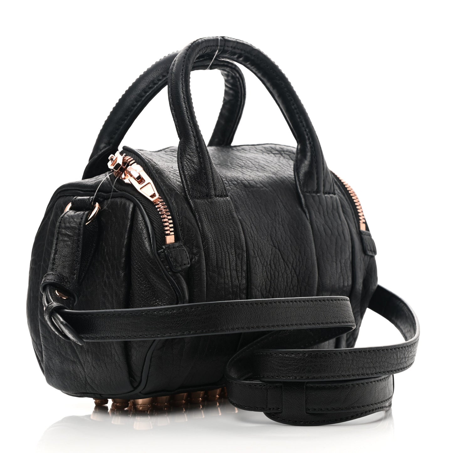 Pebbled Lambskin Mini Rockie Black Rose Gold Hardware