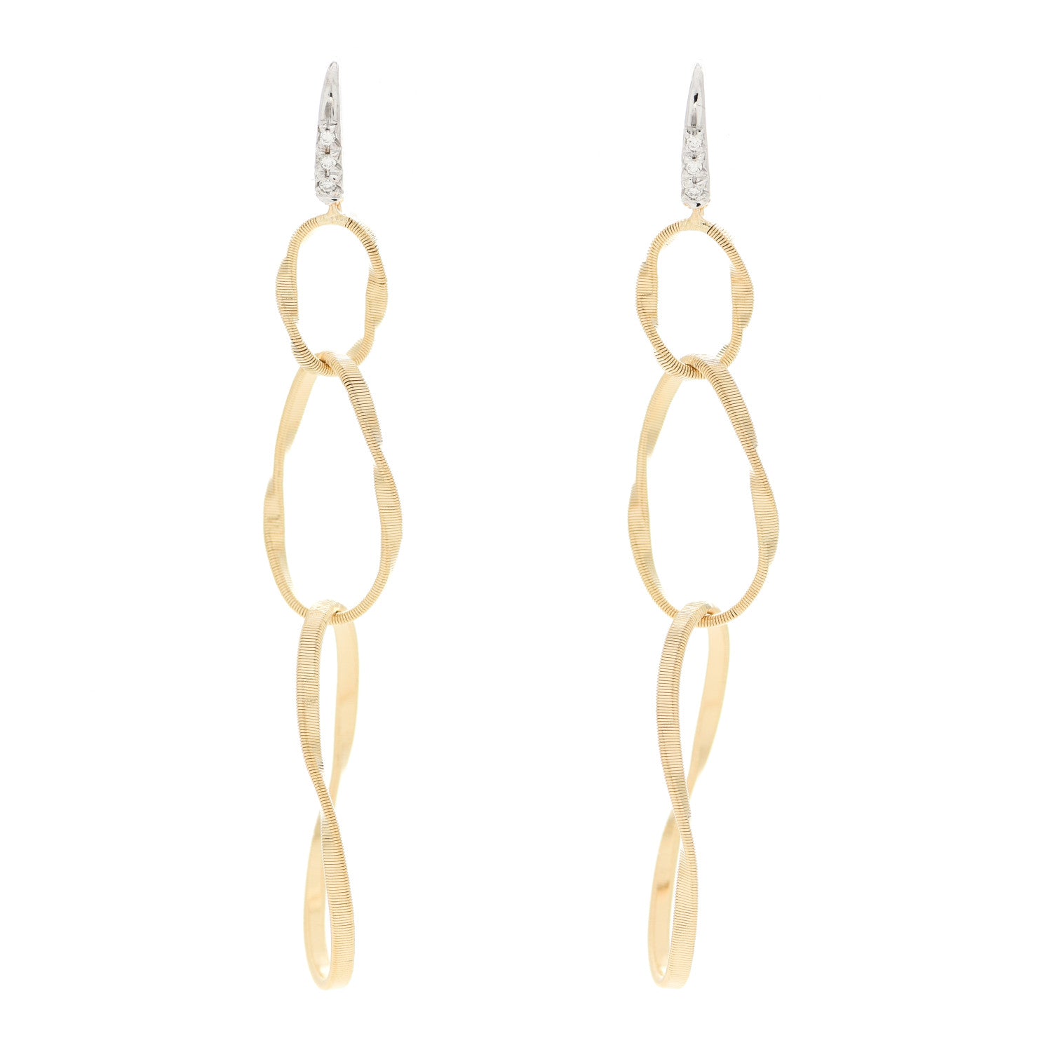 Marco Bicego 18K Yellow White Gold Diamond Marrakech Onde Triple Drop Earrings 1 of 5