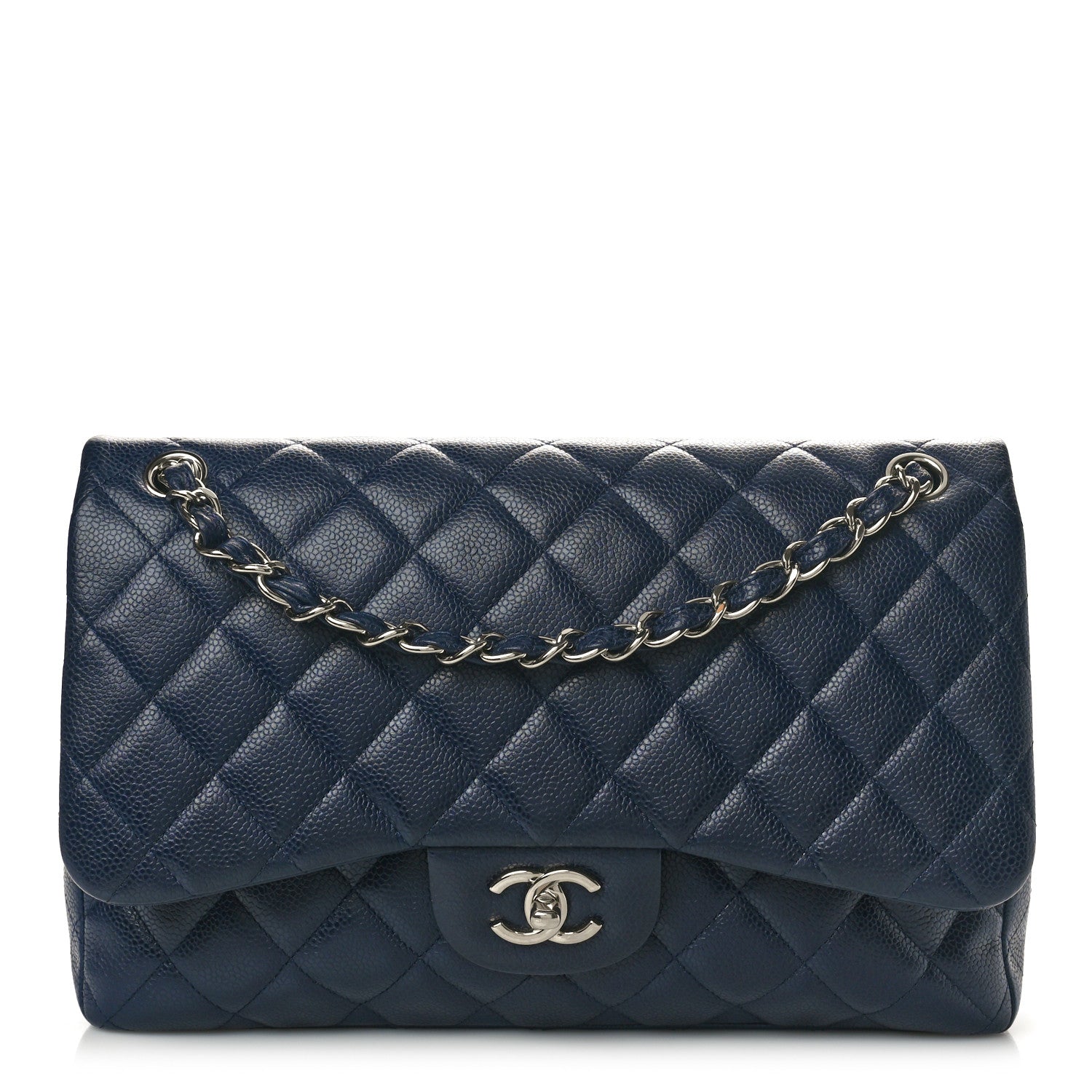 Chanel Caviar Quilted Jumbo Double Flap Navy Blue 1 of 11