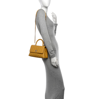 Chanel Caviar Quilted Mini Coco Handle Flap Yellow 2 of 11