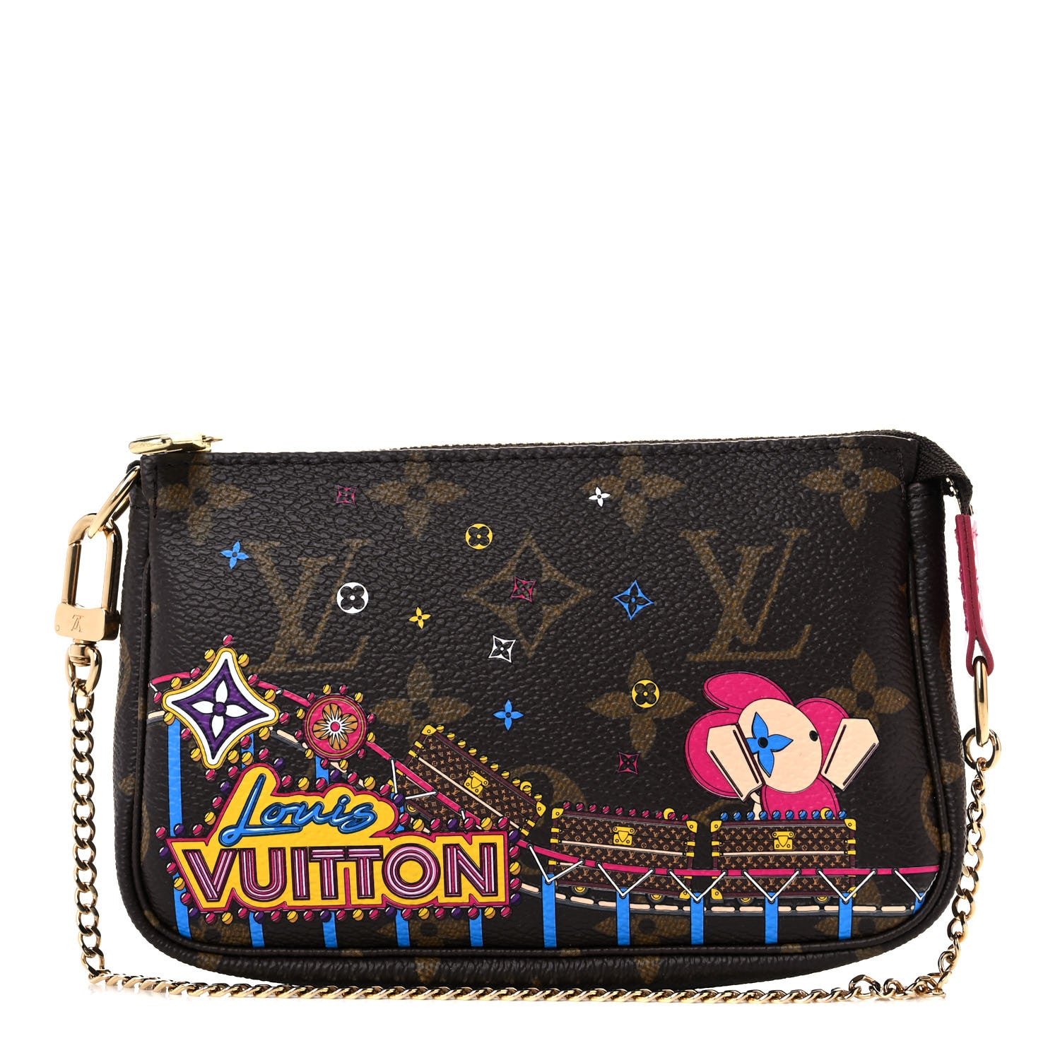 Louis Vuitton Monogram 2020 Christmas Animation Roller Coaster Mini Pochette Accessories Pivoine 1 of 10