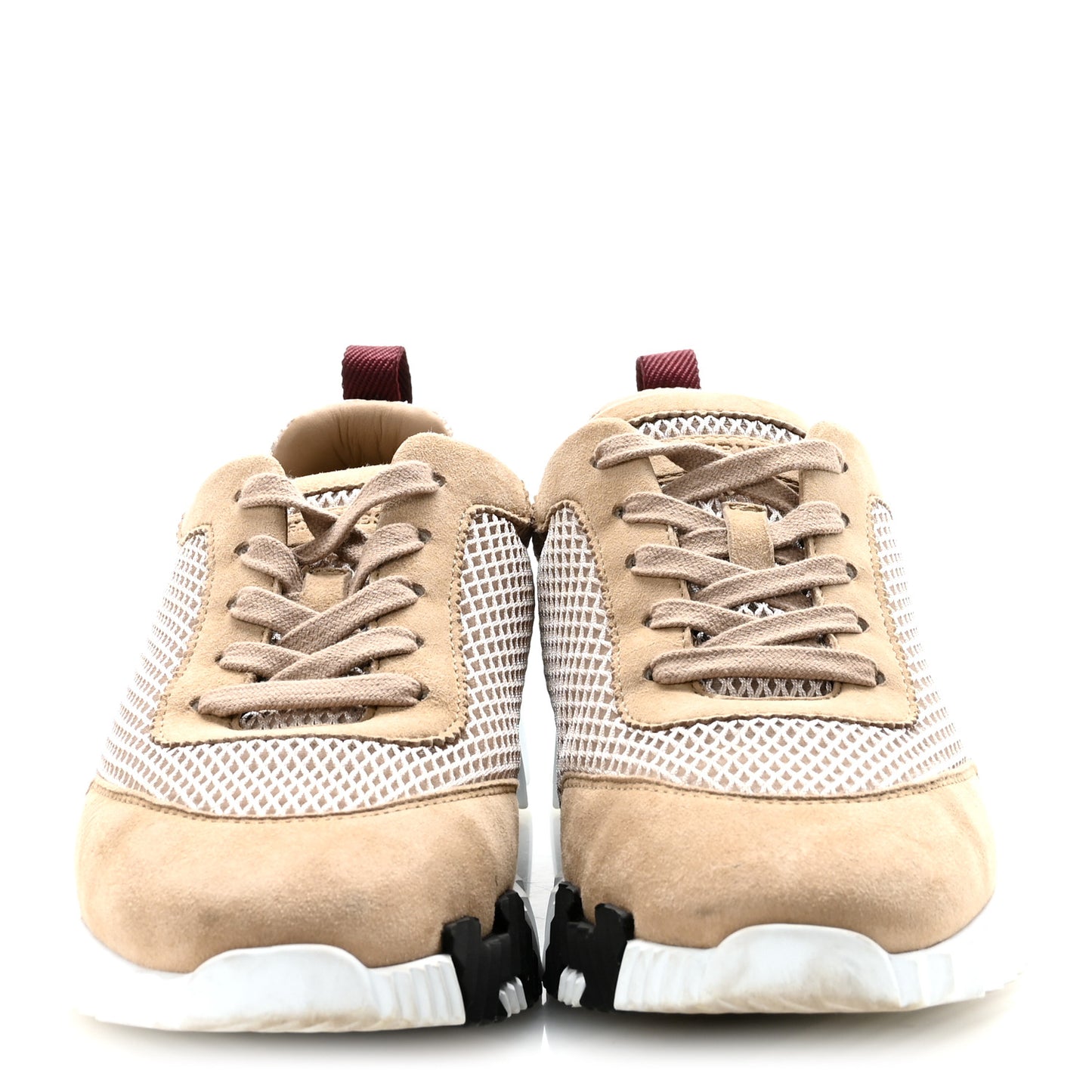 Air Mesh Suede Goatskin Bouncing Sneakers 38 Beige Argile