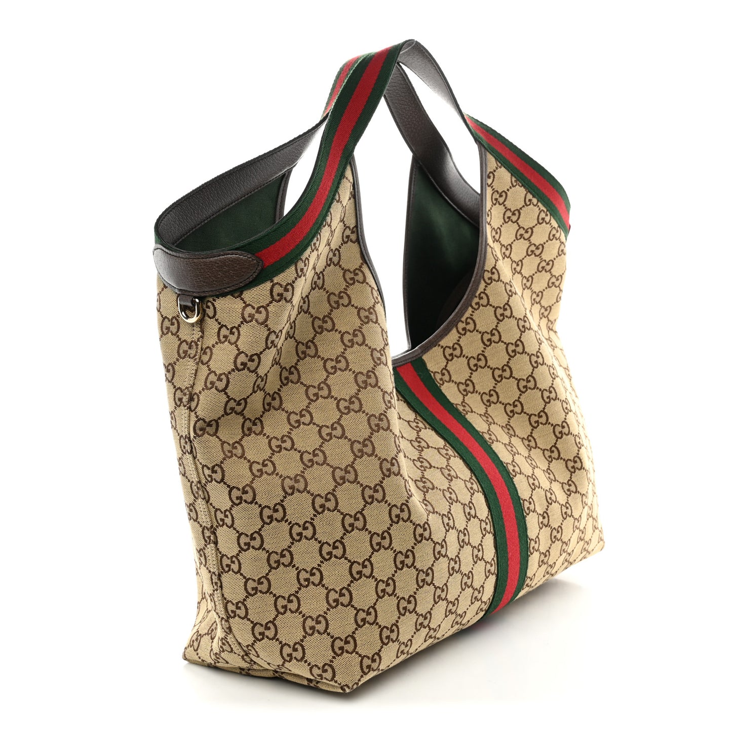 GG Monogram Web Large Giglio Tote Beige Brown