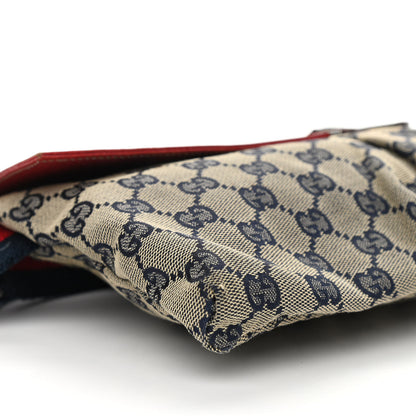 Gucci GG Monogram Web Double Pocket Belt Bag Navy Red 8 of 10