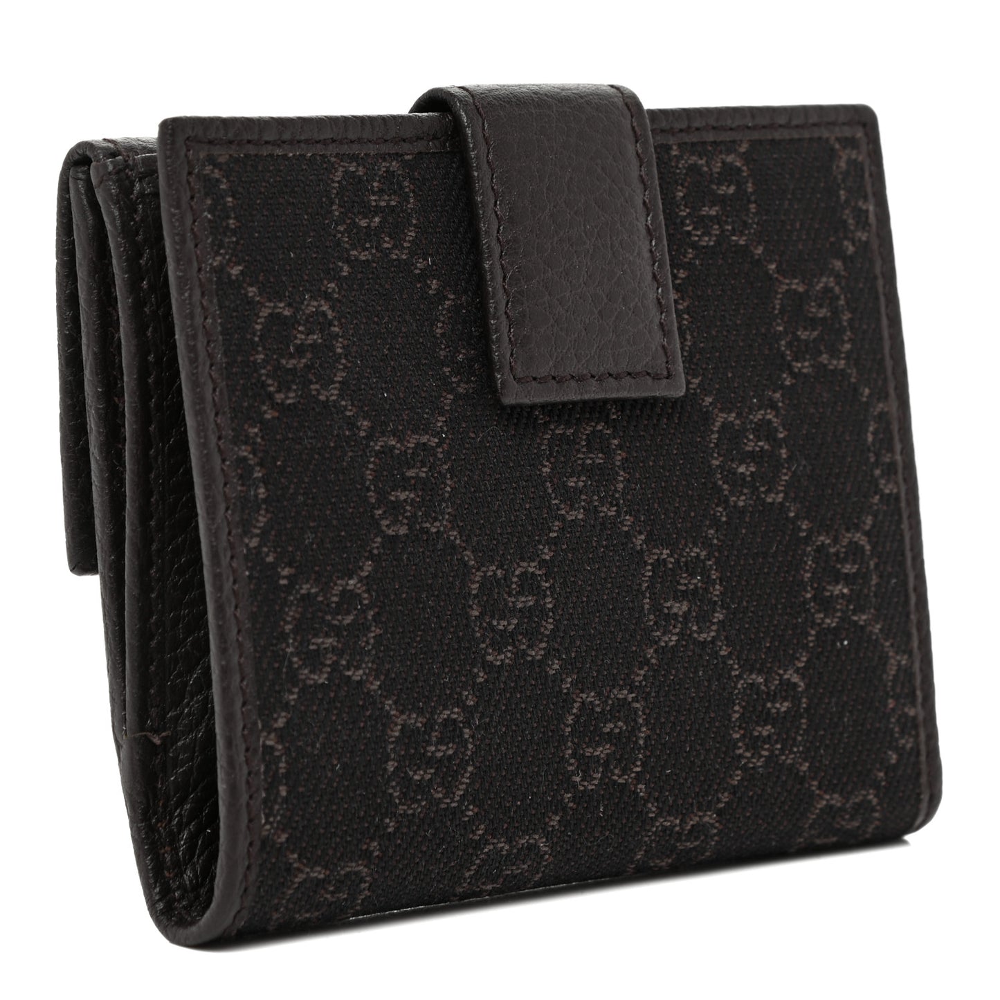 Calfskin Denim Monogram French Flap Wallet Brown