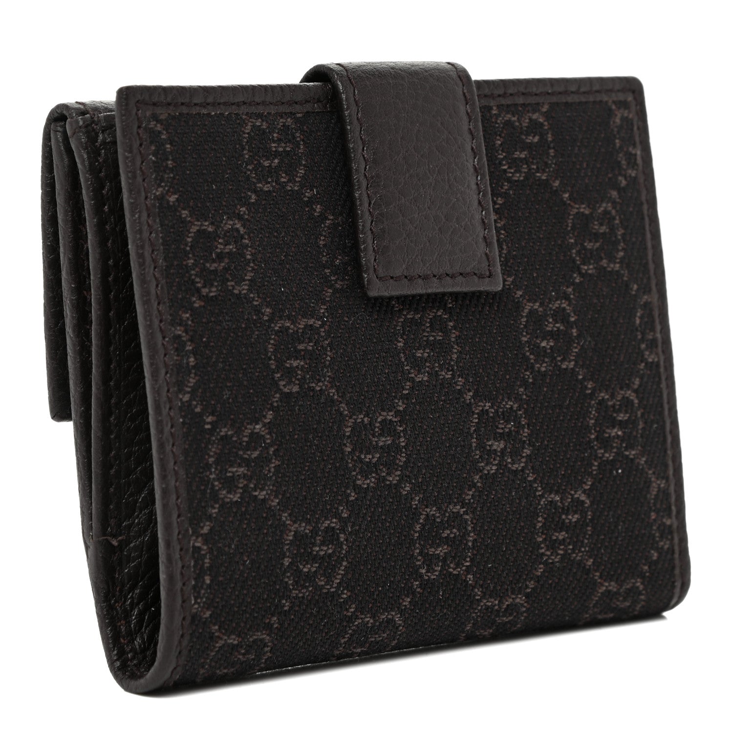 Gucci Calfskin Denim Monogram French Flap Wallet Brown 2 of 11