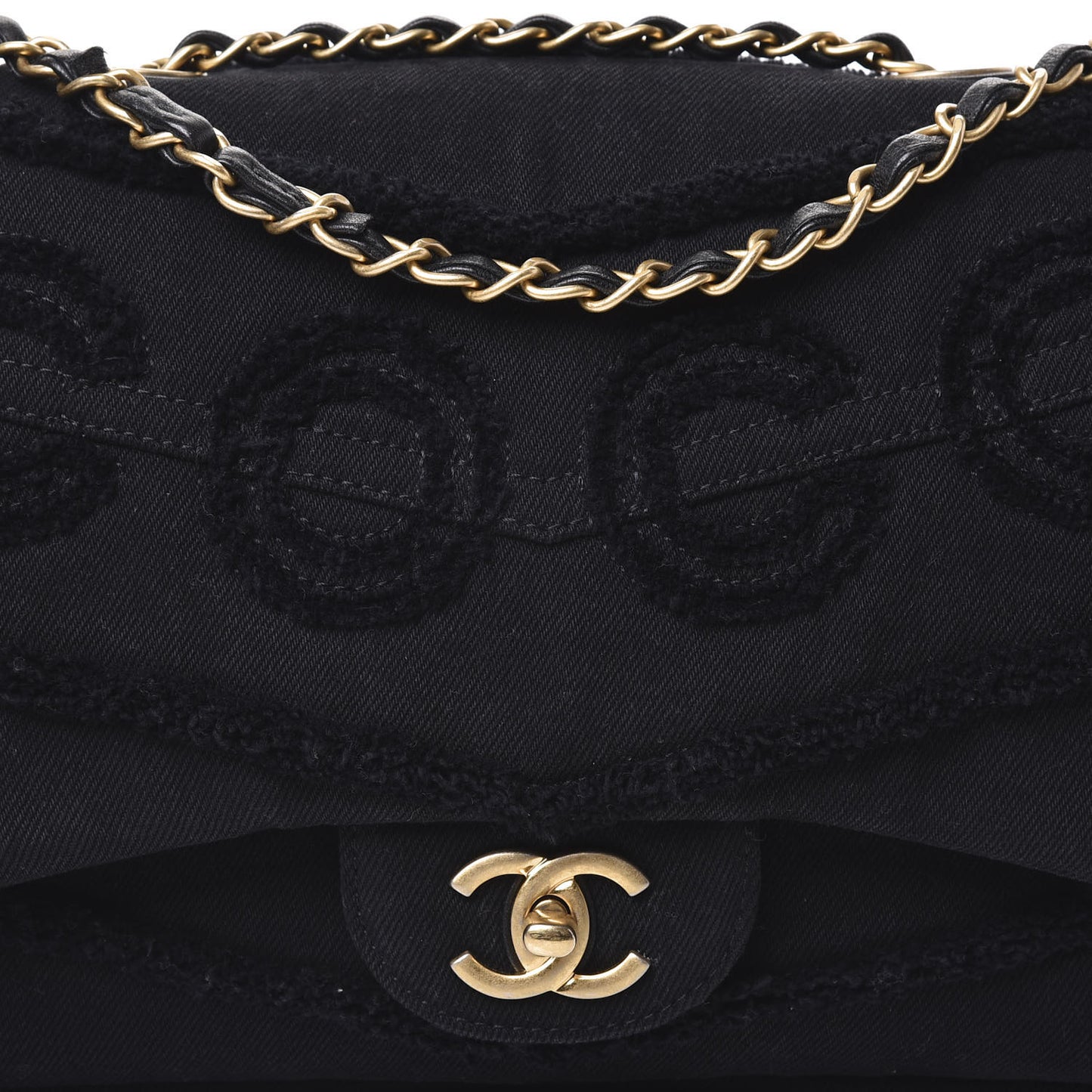 Denim Coco Jumbo Single Flap Black