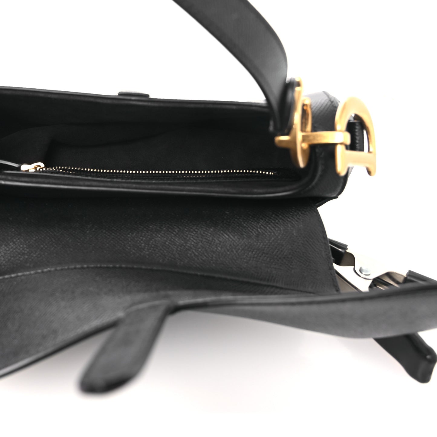 Grained Calfskin Saddle Bag Black