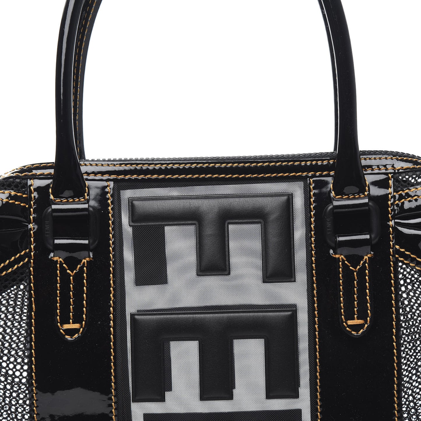 Patent Mesh Large B Mix Tote Black