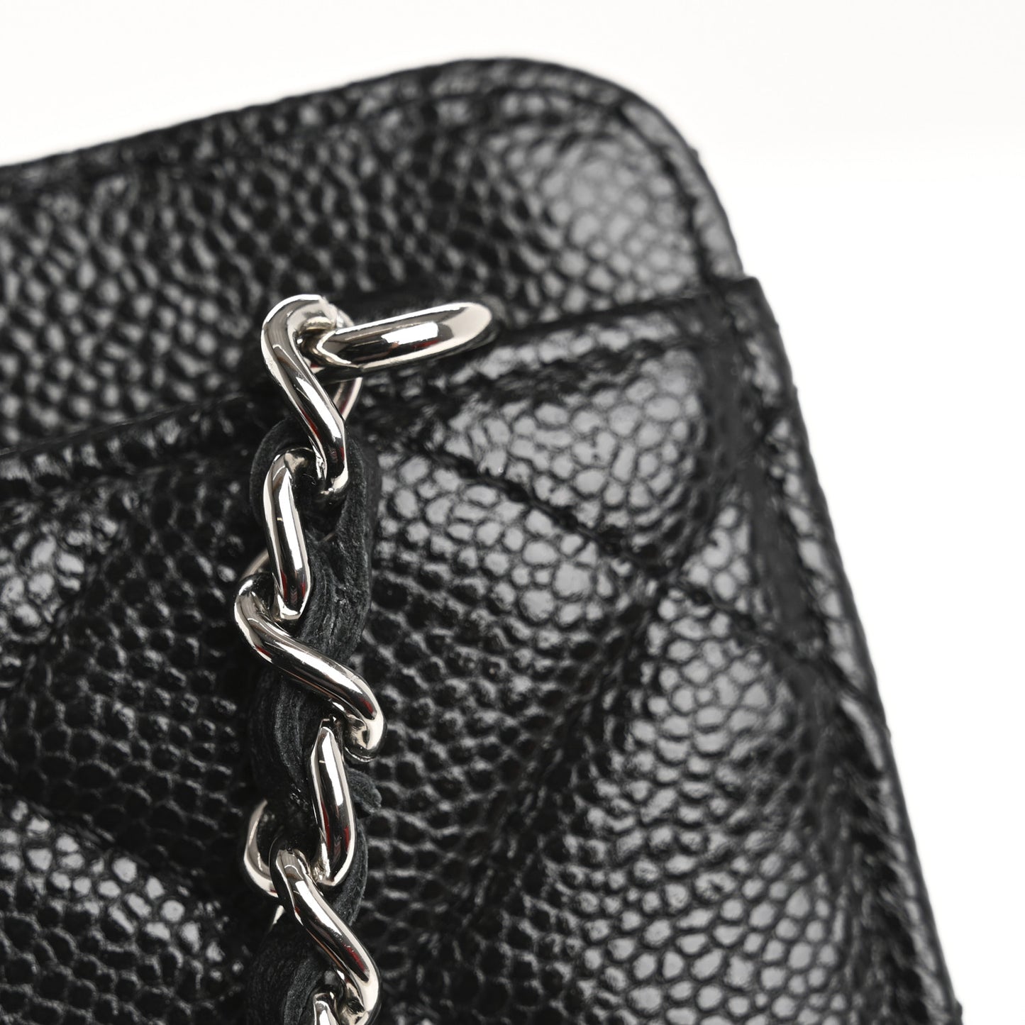 Caviar Quilted Zip Phone Case Black