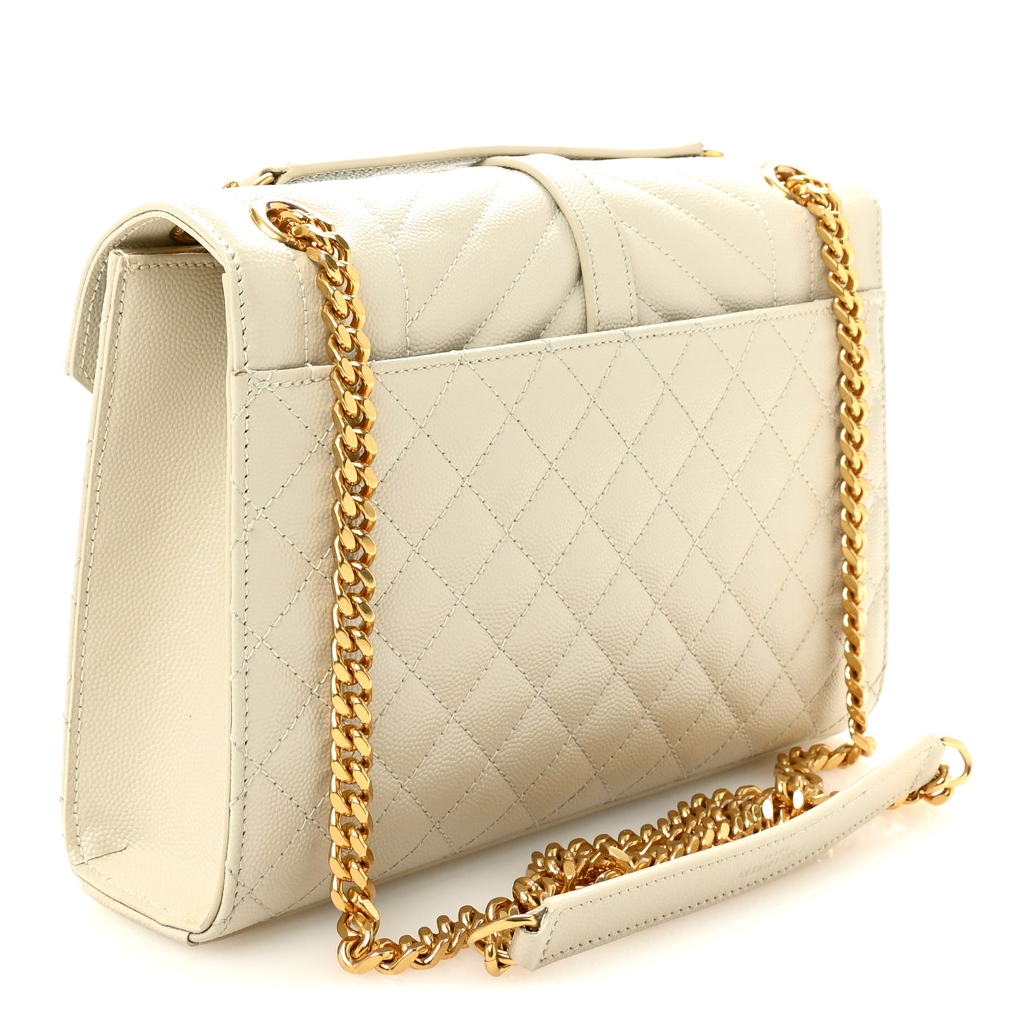 Grain De Poudre Textured Mixed Matelasse Medium Triquilt Monogram Satchel Crema Soft