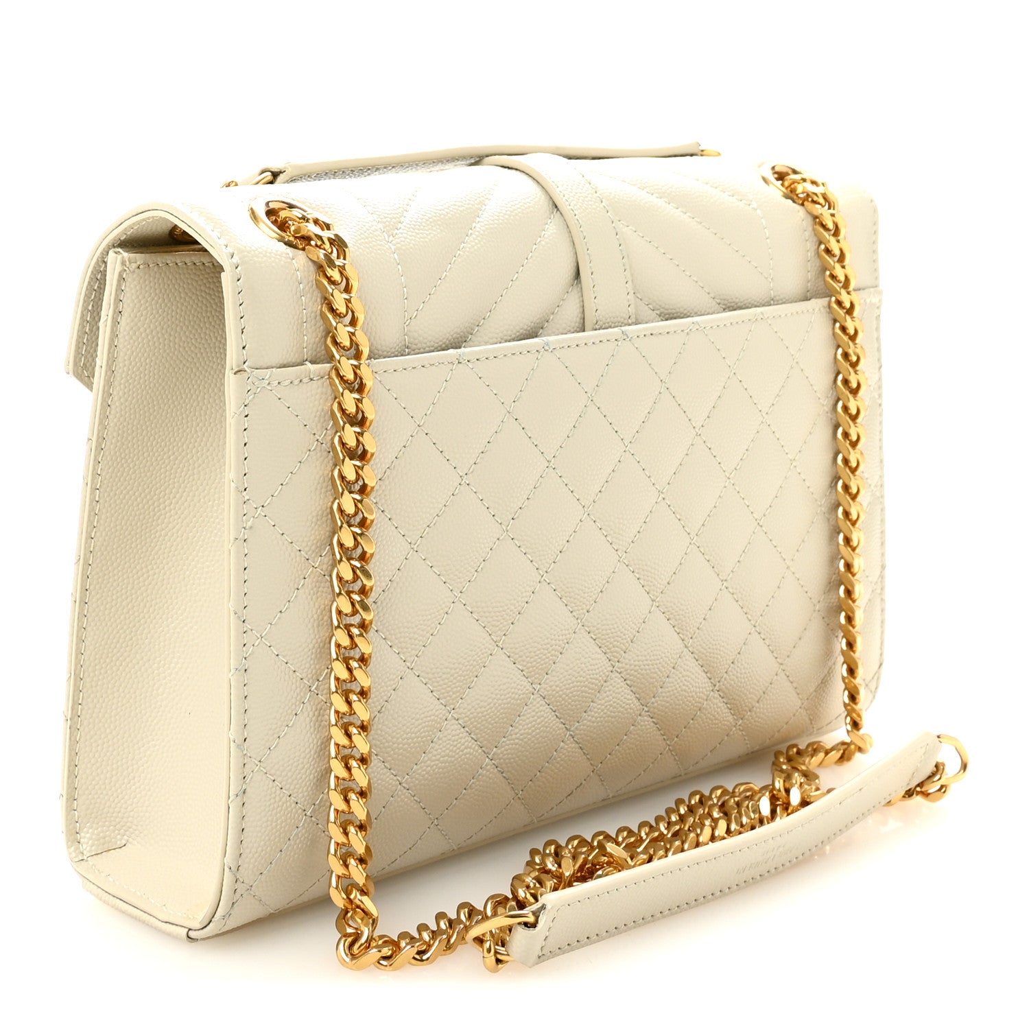 Saint Laurent Grain De Poudre Textured Mixed Matelasse Medium Triquilt Monogram Satchel Crema Soft 3 of 10