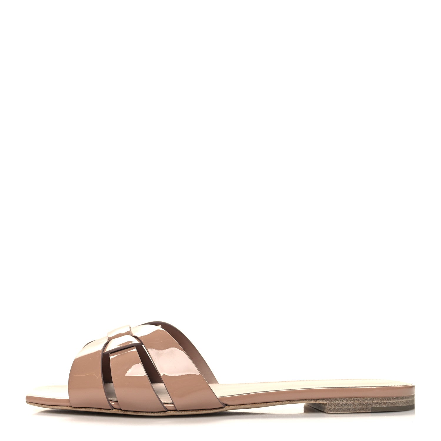 Saint Laurent Patent Calfskin Nu Pied 05 Slide Sandals 39.5 Nude 1 of 9