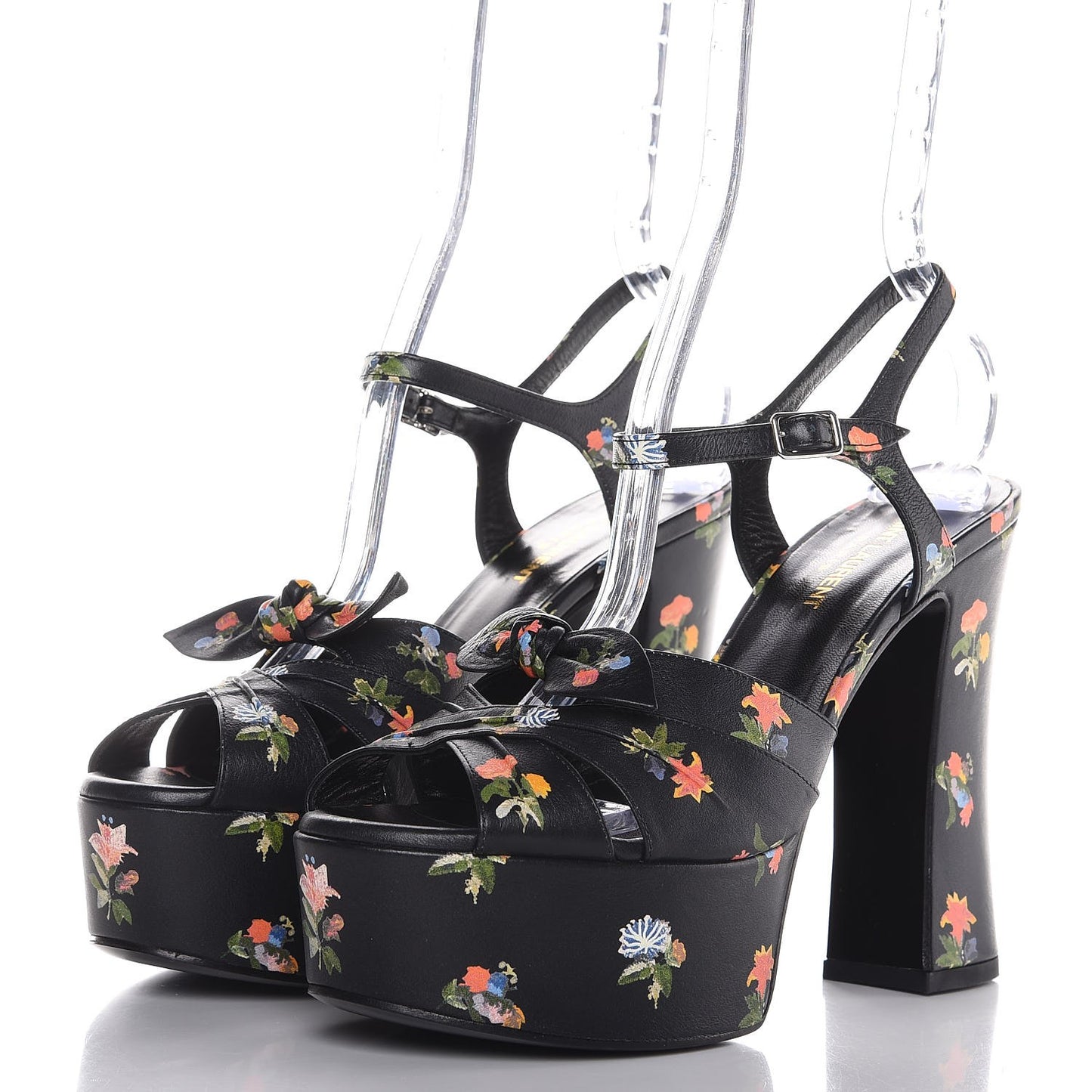 Calfskin Prairie Printed Candy 85 Platform Sandals 39 Black
