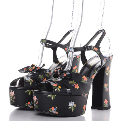 Saint Laurent Calfskin Prairie Printed Candy 85 Platform Sandals 39 Black 3 of 7