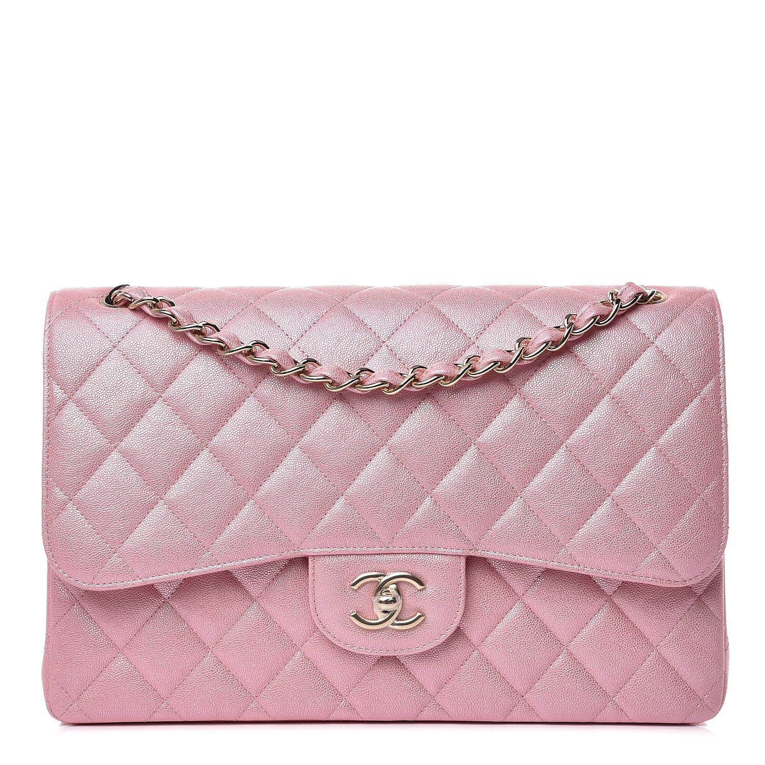 Chanel Iridescent Caviar Quilted Jumbo Double Flap Rose Pink 1 of 10