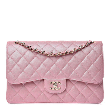 Chanel Iridescent Caviar Quilted Jumbo Double Flap Rose Pink 1 of 10