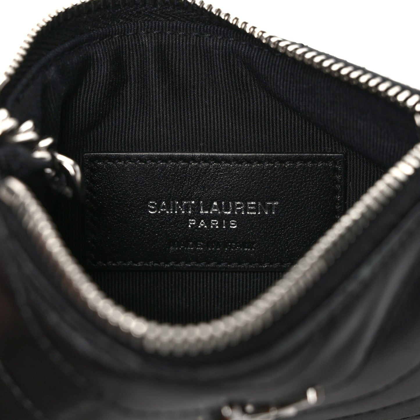 Calfskin Matelasse Monogram Key Pouch Black