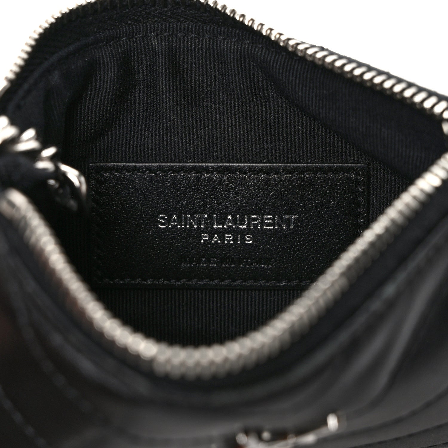 Saint Laurent Calfskin Matelasse Monogram Key Pouch Black 6 of 8