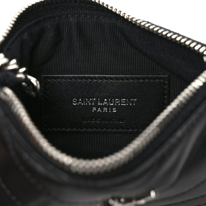 Saint Laurent Calfskin Matelasse Monogram Key Pouch Black 6 of 8