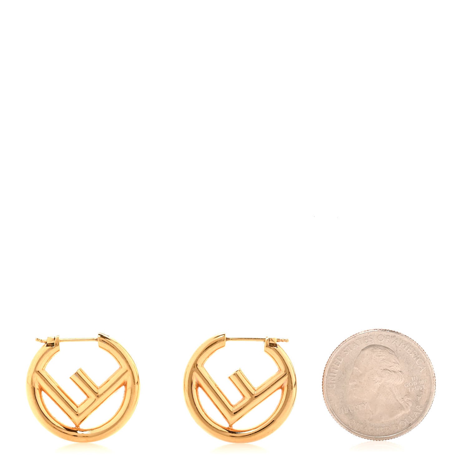 Fendi Metal FF Hoop Earrings Gold 2 of 4