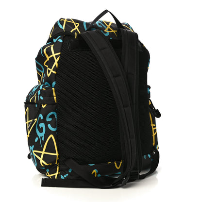 Gucci Techno Canvas GucciGhost Double Buckle Backpack Black New Acquamarine 3 of 12